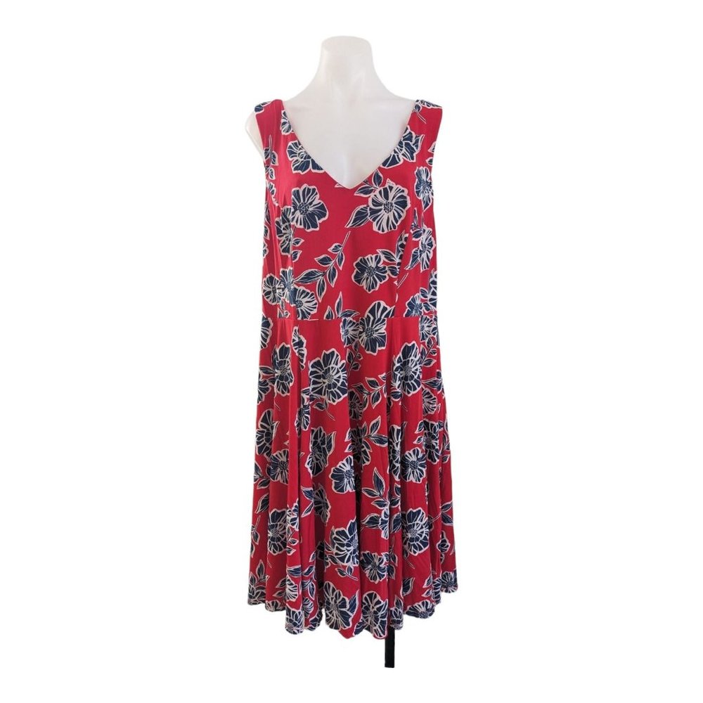 Eva Rose: Red With Blue Flowers Dress